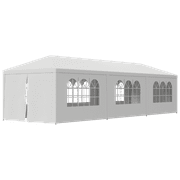 ZENY Wedding Party Tent Gazebo Canopy 6 Window-Walls with 2 Walls 10 x 30', White