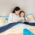 thumbnail image 4 of Manfei Cartoon Letter A Beach Seashell Starfish Twin Comforter Sets for Kids Boys and Girls, Nautical Alphabet Print Bedding Set, Navy Reversible 2pcs, 1 Comforter and 1 Pillowcase, 4 of 6