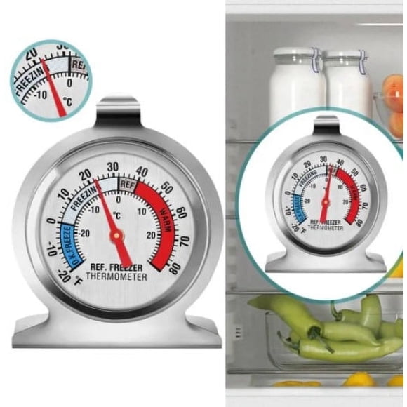 Stainless Steel Mini Fridge Thermometer  -30~30°C/-20~80°F  DIAL High Accuracy temperature sensor For Home Kitchen