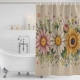 thumbnail image 3 of Vintage Daisy Floral Shower Curtain, Waterproof Shower Curtains for Bathroom, Spring Flowers Botanical Leaves Rustic Washable Fabric Bathtub Curtain Set Bath Decor with 12 Hooks 48"x72", 3 of 8