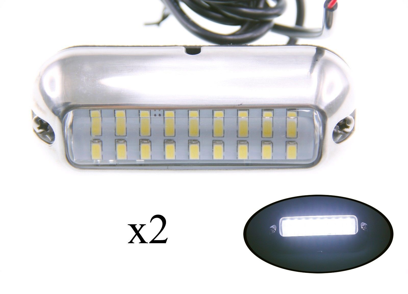 Pactrade Marine 2PCS Boat Pontoon Boat S.S.316 White LED Underwater Light 343 LM - image 1 of 4