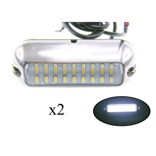 Pactrade Marine 2PCS Boat Pontoon Boat S.S.316 White LED Underwater Light 343 LM