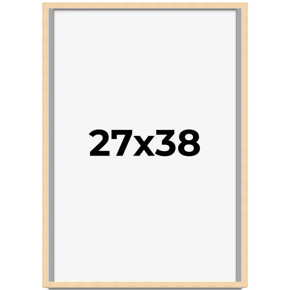 27x38 Frame Natural Wood Picture Frame | 0.75 Inch Moulding Width | with UV Acrylic Plexiglass,