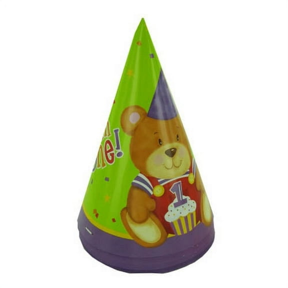 Teddy's 1st Birthday Cone Hats (8ct)