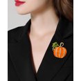 thumbnail image 2 of Rhinestone Pumpkin Brooch Pin for Women Gold Tone Fashion Enamel Halloween Green Leaf Brooches Lapel Pins Hat Bag Suit Dress Jewelry Gift, 2 of 6