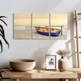 thumbnail image 3 of Elephant Stock Boat At The Beach Wall Art - Horizontal Multi Panel Canvas - Living Room Wall Decor - Transportation Multi Panel - Beige And Yellow Decor - 26" x 12", 3 of 8