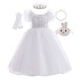 thumbnail image 2 of 2023, vestido largo blanco elegante de princesa para niños, vestido de baile de flores para niñas, ropa de bebé, fiesta de cumpleaños, boda, noche, Vestidos para niños 4T (etiqueta 110) Gao Jinjia LED, 2 of 2