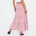 thumbnail image 6 of XUNKUSGA Skirts for Women Trendy Summer Hollow Out Mesh A Line Midi Skirt Fashion Soild Color High Waisted Flowy Ruffle Tiered Long Skirts,Pink,S, 6 of 8