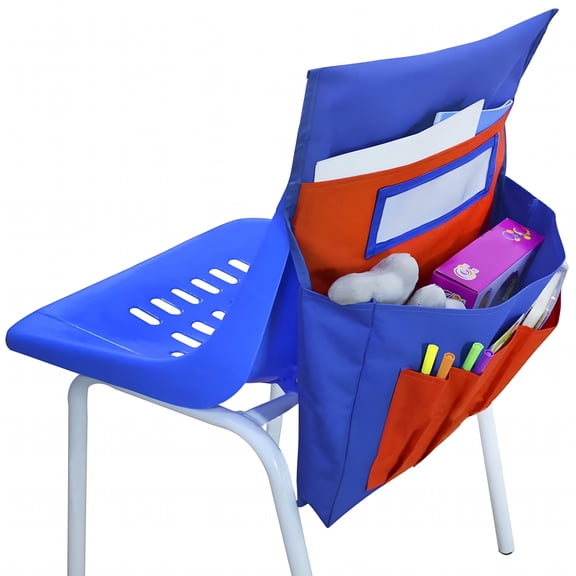 LAMIRO Multifunction Chair Back Pocket Chart Classroom Seat Organizer with Name Tag Slot Seat Pouch Bag Chair Pocket Seat Sack for School Daycare Home Dorm Hospital