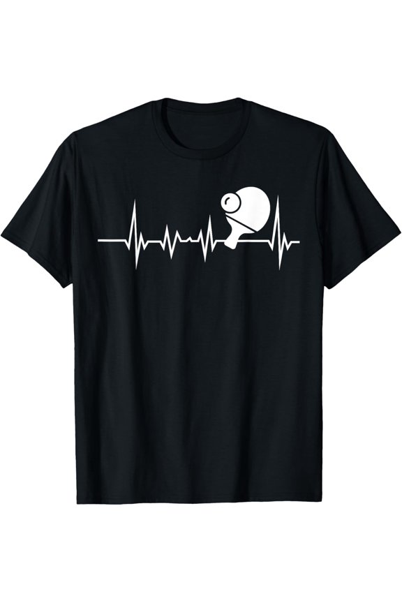 Ping Pong Heartbeat Graphic Print Tee for Women and Men Tabl T-Shirt