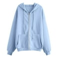 thumbnail image 3 of Ediodpoh Womens Casual Solid Long Sleeve Zipper Hooded Coat Pocket Sweatshirt Tops Solid Women's Hoodies Sweatshirts Sky Blue_002 M, 3 of 5