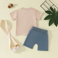 thumbnail image 2 of Kaprioy Toddler Baby Boy Summer Clothes Funny Car Crew Neck Top Solid Short Sleeved Pocket Shorts Baby Boys' Clothing Sets, 2 of 7
