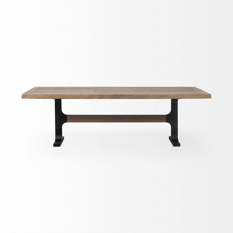 96X42 Rectangular Brown Solid Wood Top With Black Metal Base Dining Table 96X42 Rectangular Brown Solid Wood Top With Black Metal Base Dining Table