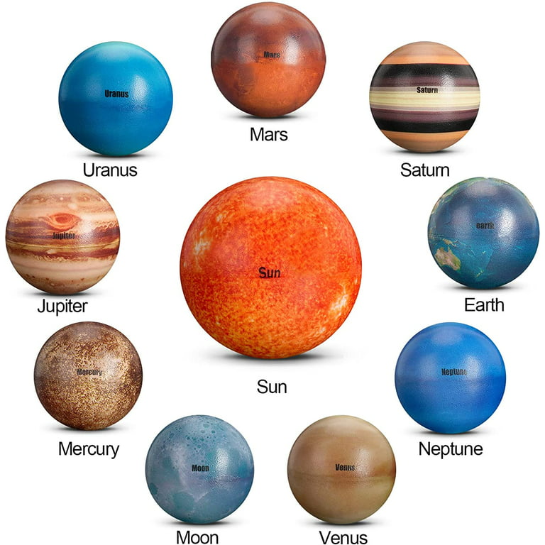Solar System Planet Balls for Kids Set of 10, Planet Bouncy Balls