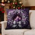 thumbnail image 6 of Hometravel Purple Christmas Pillowcase, Santa Claus Tree Candle Wreath Design, Decorative Cushion Cover for Bedroom, Sofa, Home Decor, 6 of 6