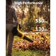 thumbnail image 6 of Garvee Battery Power Leaf Blower 550 CFM/130 MPH, 20V Portable Hand Blower with 6-Variable Speed for Lawn, Driveway, Sidewalk, Yellow & Black, 6 of 8