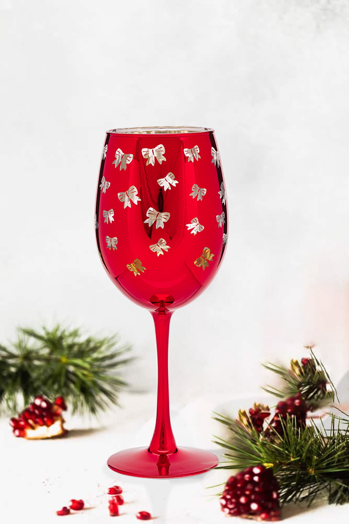 Bow Wine Glass 15.5 OZ Holiday Time