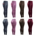 thumbnail image 3 of 2021 Ladies High Waist Sports Yoga Trousers Quick-drying Breathable Stretch Compression Cropped Pants Blue#01, 3 of 5