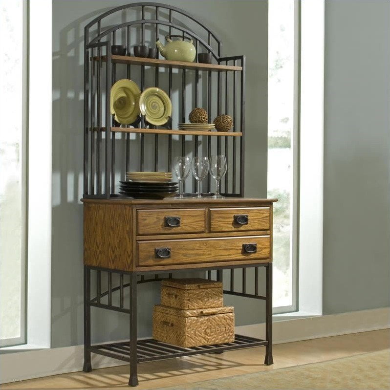 Oak hill distressed oak bakers rack hotsell