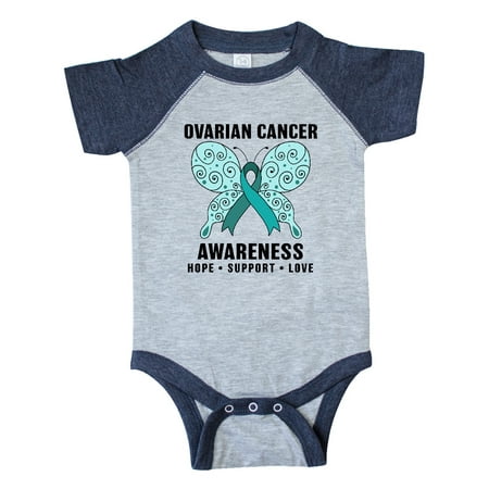 

Inktastic Ovarian Cancer Awareness Hope Support and Love Gift Baby Boy or Baby Girl Bodysuit