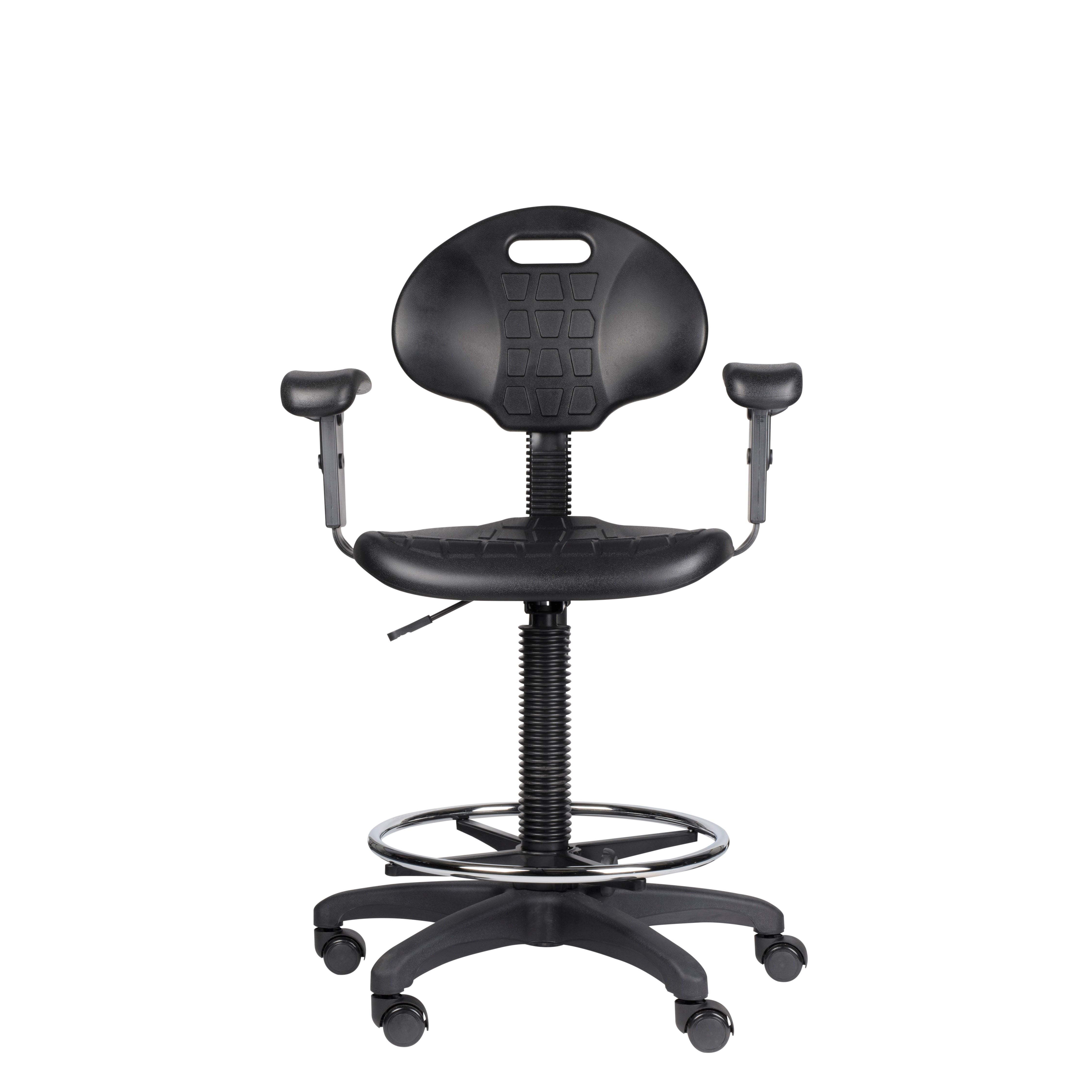 Hampden Furnishings Romulus Collection 22-32" Rolling Task Chair with Armrest, Black