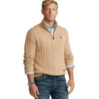 Polo by Ralph Lauren 長袖カーディガン S キャメル Polo Ralph Lauren Men's Camel Cable Knit Cotton Sweater, Big 3XB