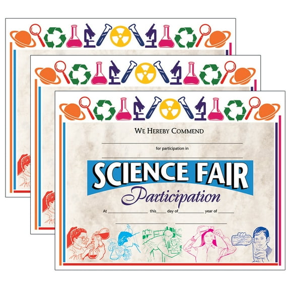 Hayes Publishing Science Fair Participation Award, 8.5" x 11", 30 Per Pack, 3 Packs