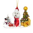thumbnail image 1 of EZLIFE Adorno de árbol de Navidad de madera con forma de perro con gorro de Papá Noel y muñeco de nieve β> цк R9S0, 1 of 7