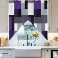 thumbnail image 4 of Purple Black Geometric Swag Curtain Valance for Windows, Abstract Patchwork Window Treatments Short Swag Topper for Kitchen Windows Bathroom Bedroom, 36"x36", 4 of 8