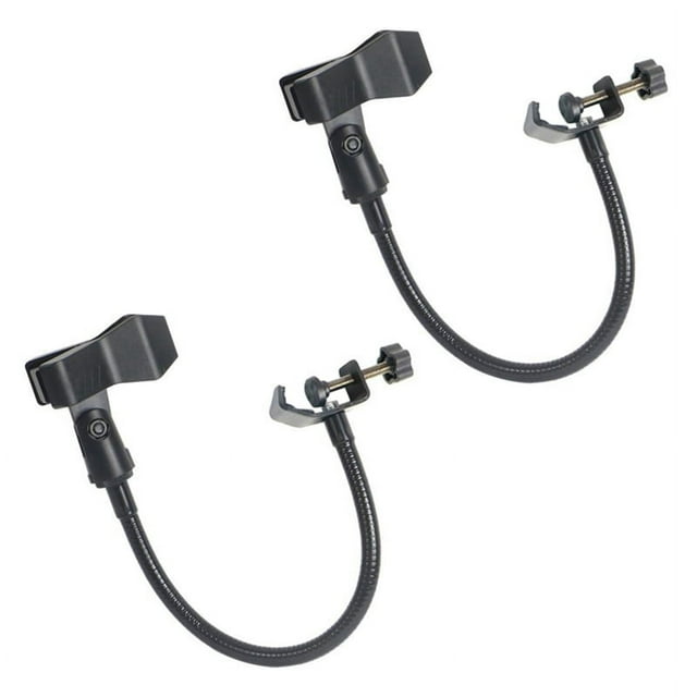 2X Support de Microphone Col de Cygne Flexible avec Pince de Bureau pour Radio Studio, Équipement de Diffusion en Direct