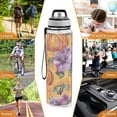 thumbnail image 7 of BZSMCE Sport Bottle Festive Orange and Purple Blossoms Outdoor sports Water Bottle Size: 10.4x3in, 7 of 7