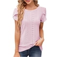 thumbnail image 2 of ALLLIST Womens Tops Clearance Under $10 Pink Solid Flowy Crew Neck Short Sleeve T-Shirts Blouses XXL, 2 of 9
