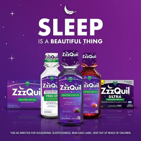 ZzzQuil Nighttime Sleep-Aid Liquid, Warming Berry Flavor 12 oz (Pack of 2)
