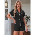 thumbnail image 2 of DARING DIVA Women's Pajama Sets Short Sleeves Comfy Button Up Tops and Shorts S Black, 2 of 7