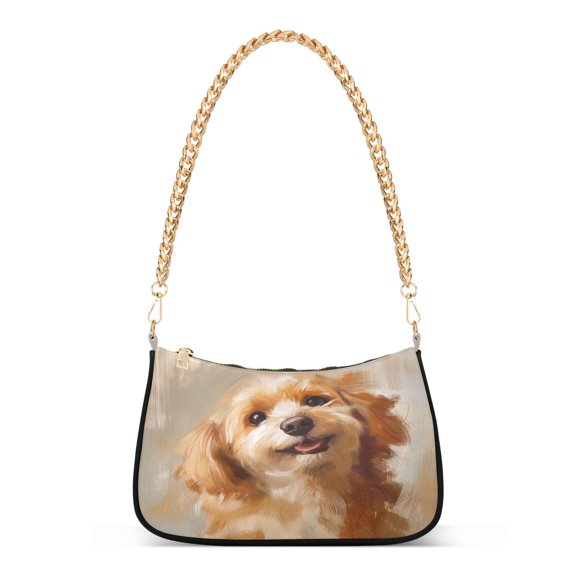 Cute Golden Retriever Dog Women's Tote Bag Detachable Strap Chain Bag Lightweight Shoulder Purse