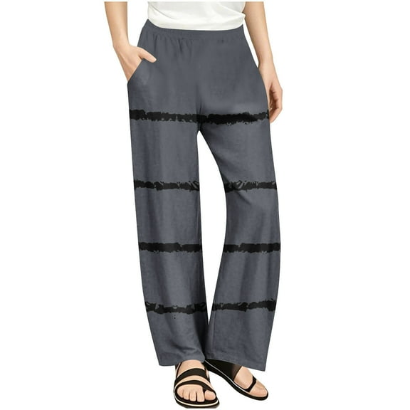 breaise Wide Leg Pants for Girls Baggy Casual Palazzo Pants Stripe Lounge Trousers with Pockets