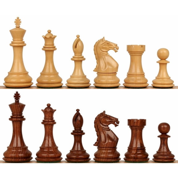 Fierce Knight Staunton Chess Set Golden Rosewood & Boxwood Pieces - 4" King