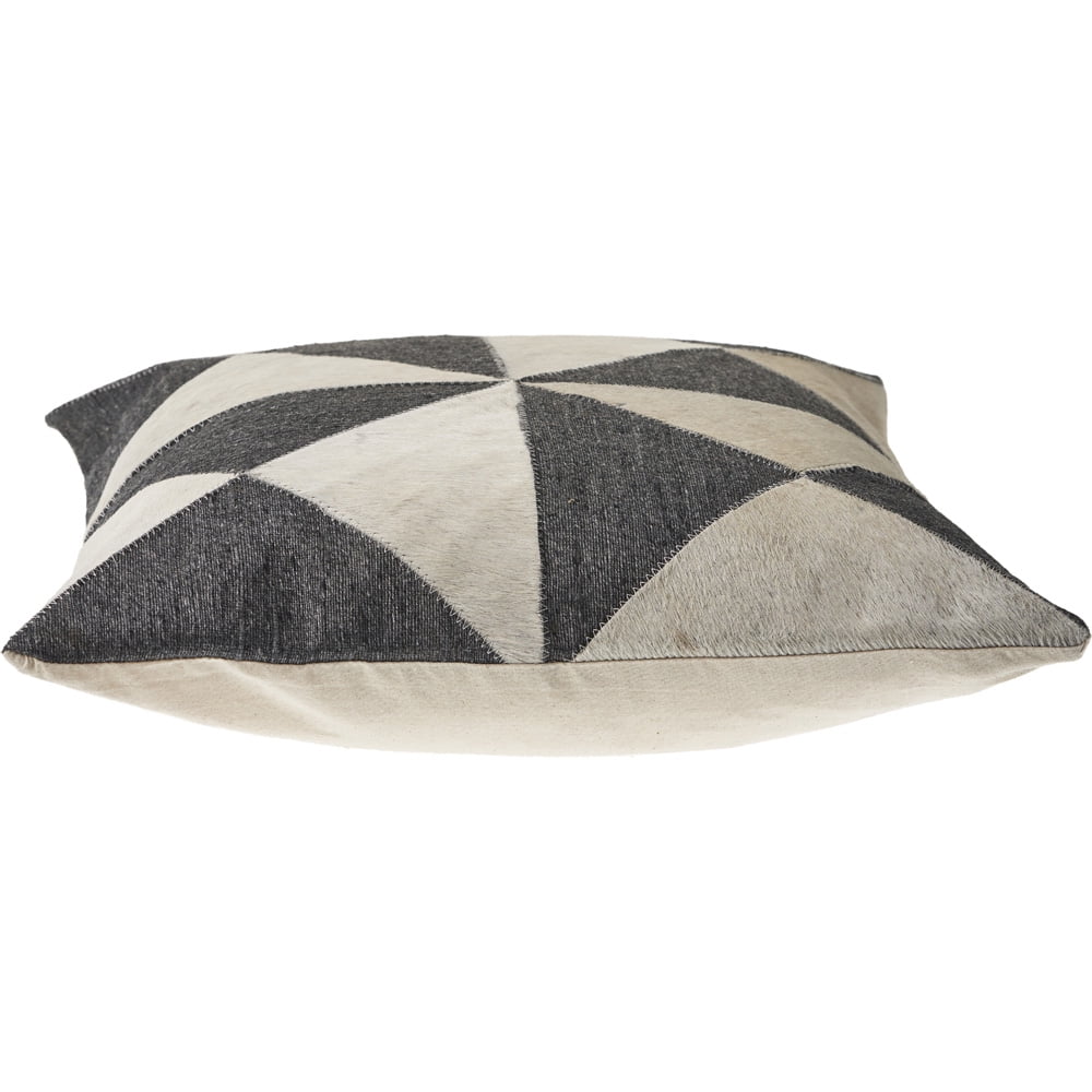 Ox Bay Whitley Charcoal/White Geometric Faux Hide Adult Decorative Throw Pillow Cover