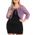 thumbnail image 5 of Agnes Orinda Women's Plus Size Elegant Floral Lace Hollow Out Tie Crop Shrug Cardigan, 5 of 6