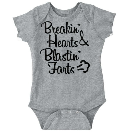 

Breakin Hearts Blastin Funny Silly Romper Boys or Girls Infant Baby Brisco Brands 18M