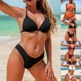 thumbnail image 2 of Yuanlook Women's Basic Solid 2 Piece Bikini Set Halter Triangle Top High Cut Bottoms Minimalist Bathing Suit Beach Vacation Outfit Size S-XL, 2 of 5