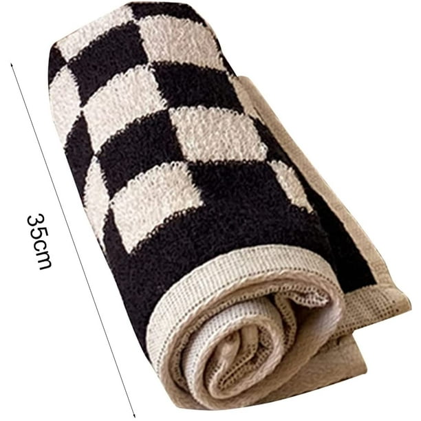 Checkered Hand Towels Minimalist Checkerboard Fingertip Towels Bath Towel  Set for Bathroom Dorm Teens (Bath Towel, Pink)