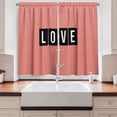 thumbnail image 2 of Ambesonne Love Kitchen Curtains, Adoration Clock Design, 55"x39", Coral Black White, 2 of 3