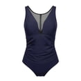 thumbnail image 6 of One Piece Swimsuit Women Mesh Paneled Neckline Tummy Control Bathing Suit Swimwear, 6 of 6