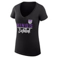 thumbnail image 2 of Women's G-III 4Her by Carl Banks  Black Sacramento Kings Super-Slim Fit Lightweight Team Sport V-Neck T-Shirt, 2 of 3