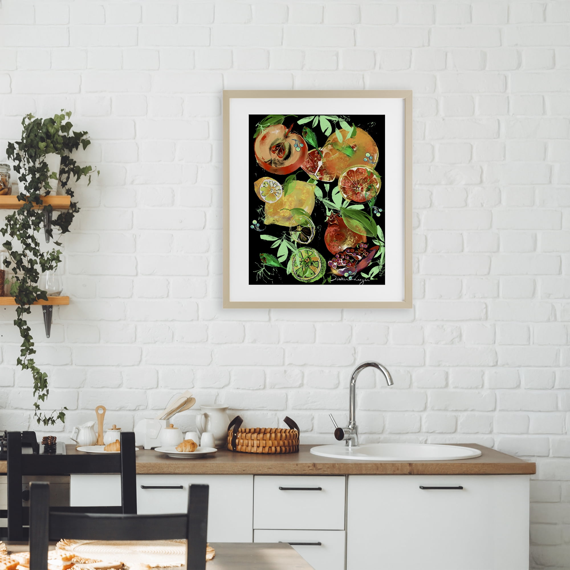 Stupell Industries Fruit Medley Combo Birch Framed Print Under Glass, design by Susan Lugar