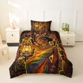 thumbnail image 2 of Castle Fairy Ethnic Lantern African Woman Twin Duvet Cover,Tribal Mask Pattern Twin Bedding,Orange Black Rainbow,Grey Reversible,1 Duvet Cover and 1 Pillowcase, 2 of 6