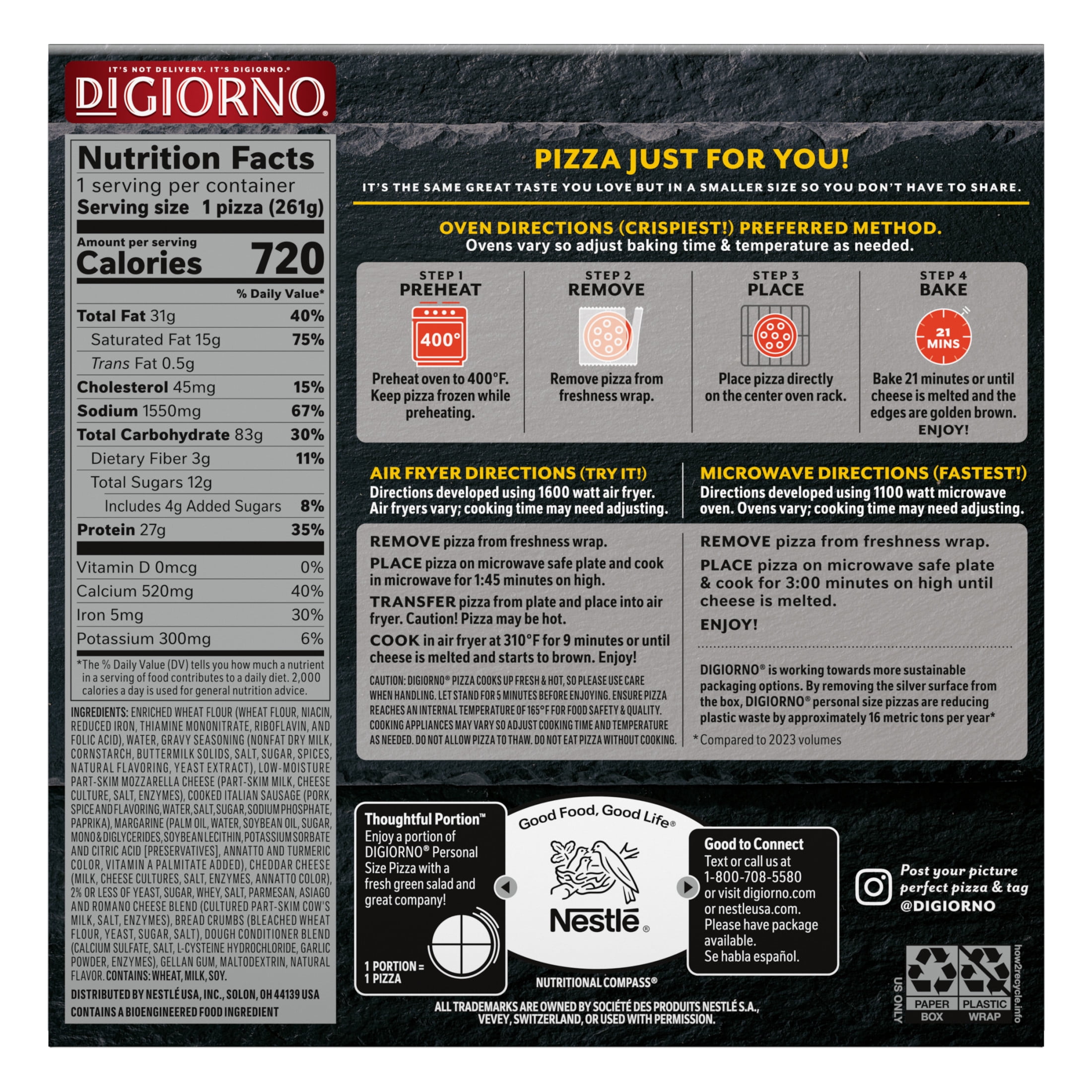 DiGiorno Croissant Crust Sausage Pizza 6.5 in 9.2oz Carton (Frozen)