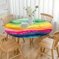 thumbnail image 3 of Colorful Tie Dye Wave Pattern Round Fitted Tablecloth with Elastic Edge,Dining Table Cover Waterproof,Outdoor Round Tablecloth for Camping,Dining,Indoor and Outdoor, 3 of 7