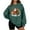Green, variant on Christmas Long Sleeve Shirts for Women Thin Fleece Round Neck Christmas Print Loose Hoodless Sweatshirt